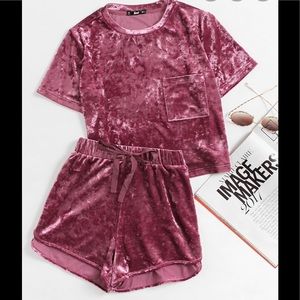Velvet Shirt and Shorts Set